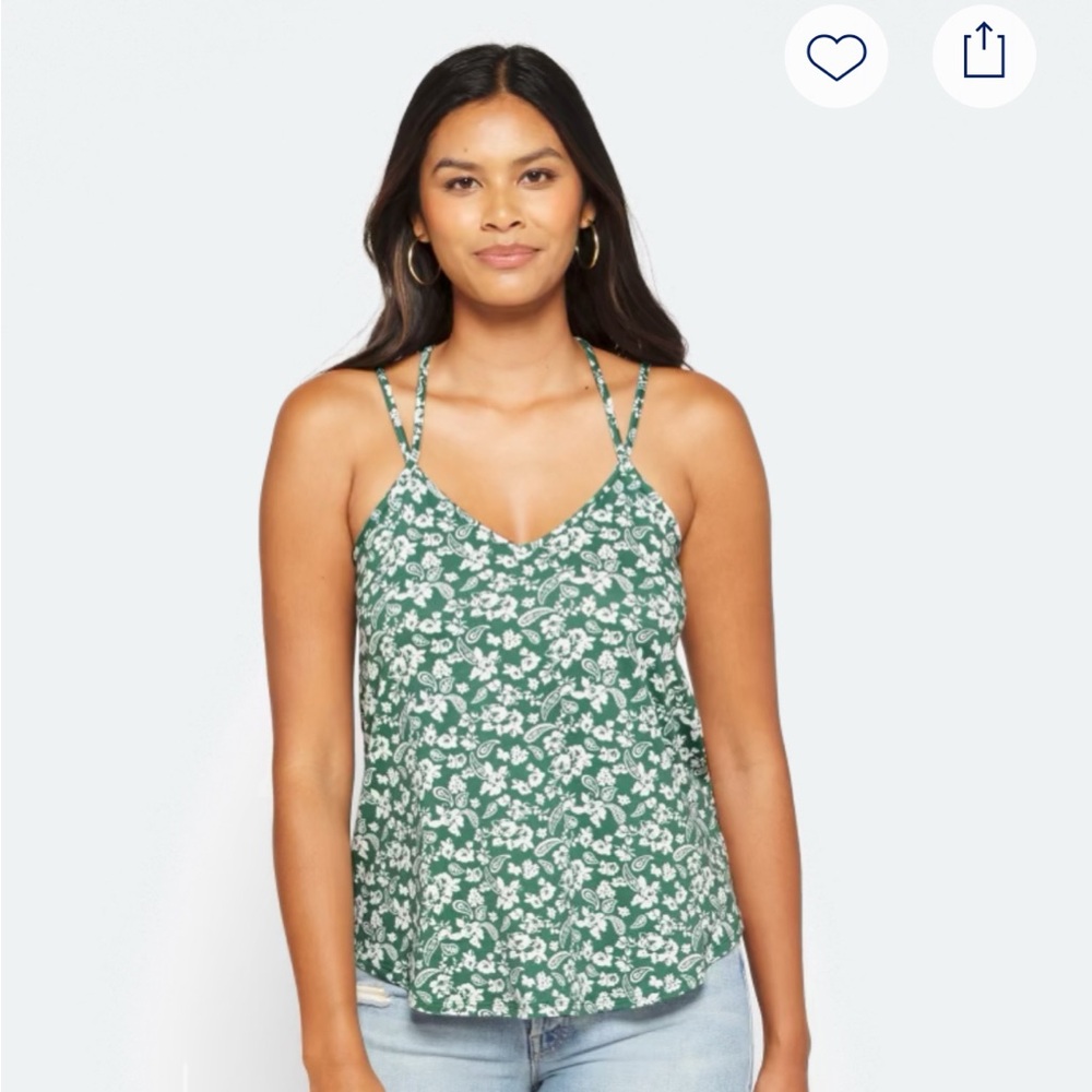 Papermoon Basima Back Detail Knit Top, Green Floral Large
